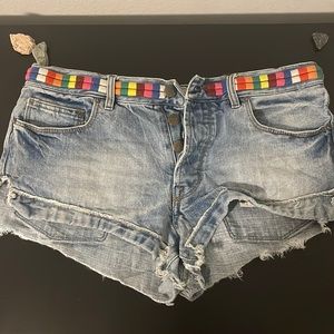 Free People Low-Rise Denim Shorts